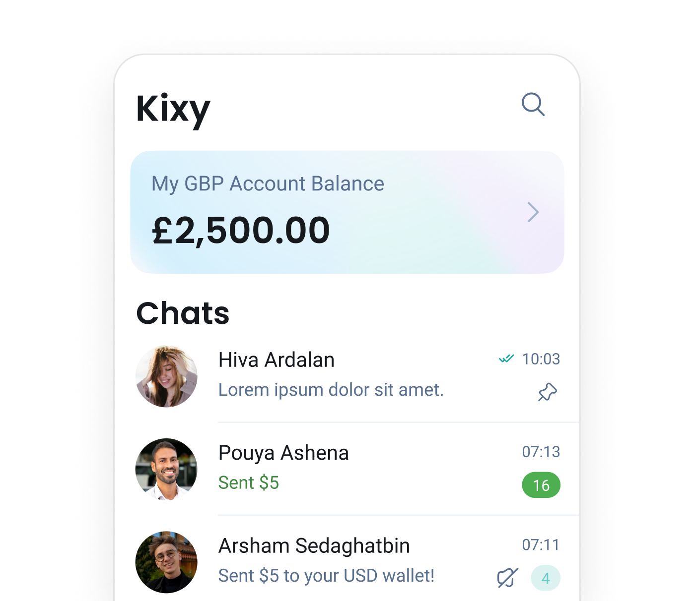 Check account balances during chats with Kixy